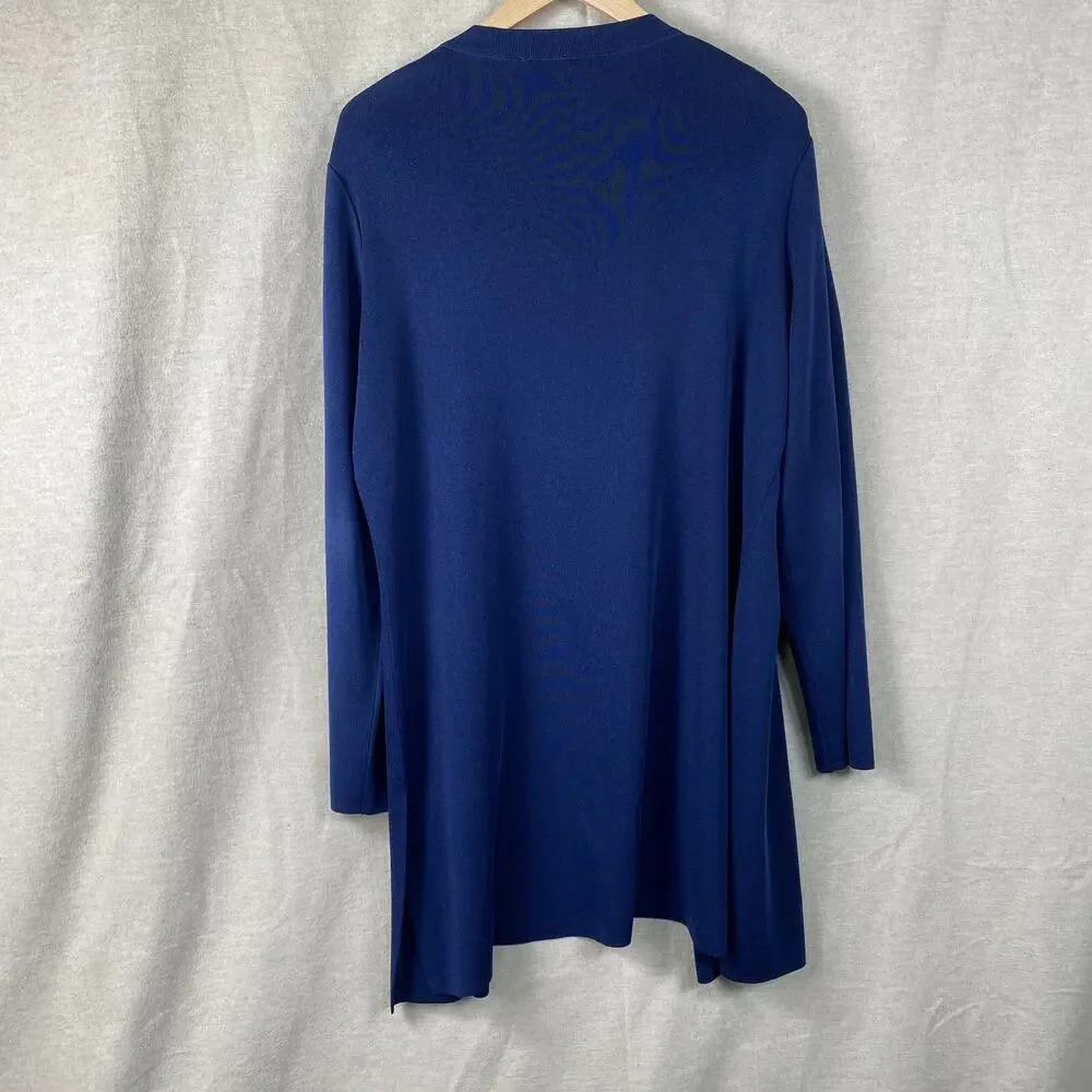 Misook Womens Open Front Knit Cardigan Size Large Blue Long Sleeve Minimalist - Picture 5 of 7